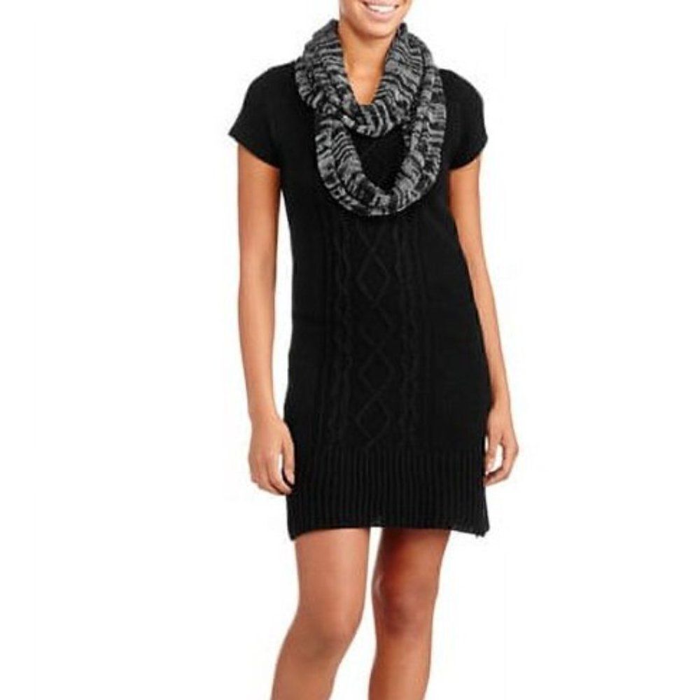 NWT Made for Me To Look Amazing Black Cable Knit Sweater Dress Size L
